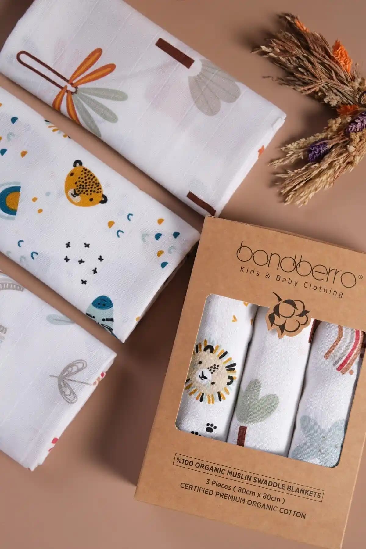 Bondberro Çok Amaçlı Müslin Örtü ve Battaniye Seti Bebekler İçin Sağlıklı ve Şık Tasarım