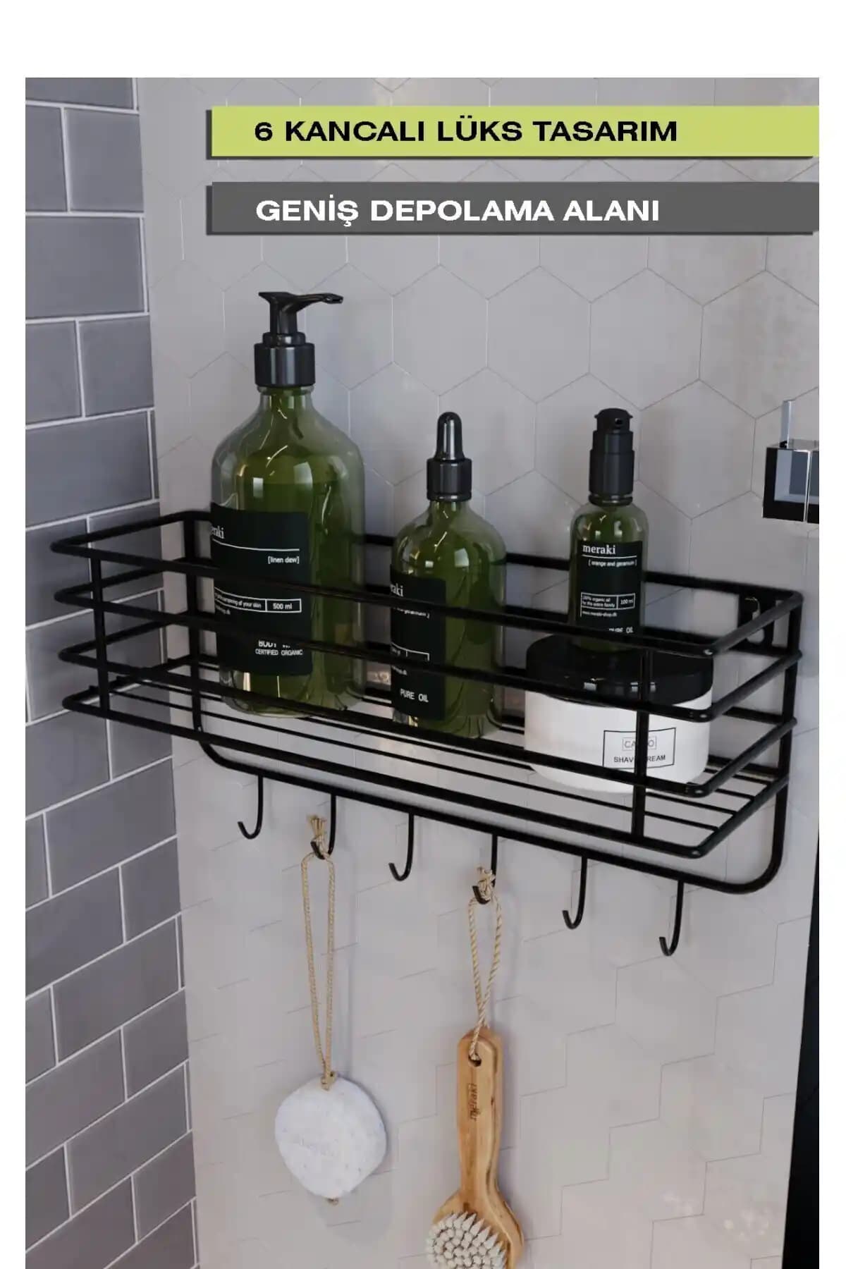 Boz Concept Home Paslanmaz Çelik 6 Kancalı Banyo Düzenleyici Modern ve Dayanıklı Tasarım