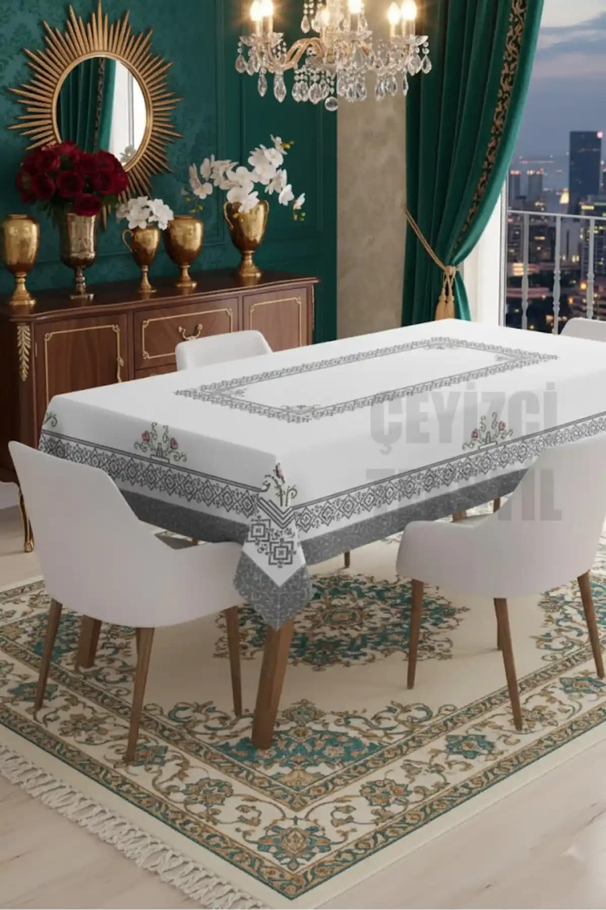 Çeyizci Tekstil Özel Tasarım Dijital Baskılı Masa Örtüsü ile Şık ve Dayanıklı Dekorasyon