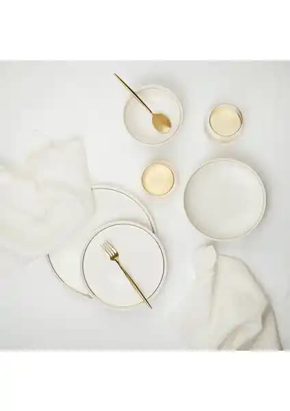 Chakra Luna Gold Rim 4 Kişilik Yemek Takımı Şık ve Dayanıklı Porselen Seti