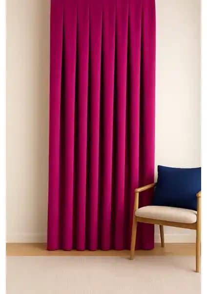 Cortibo Barcelona Kadife Dokulu Fuşya Fon Perde Modern ve Şık Tasarım
