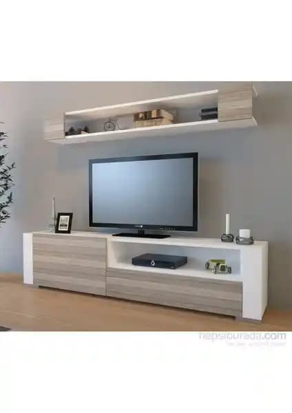 Decorotika Arya Beyaz TV Ünitesi Modern ve İşlevsel Oturma Odası Parçası