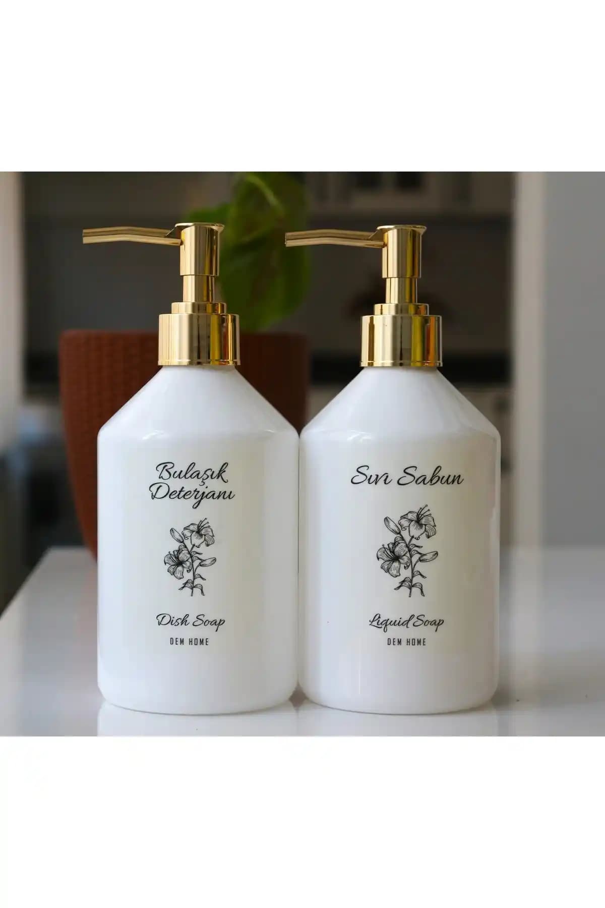 Dem Home Beyaz Plastik Sabunluk Şişe Seti Modern ve Dayanıklı Tasarım
