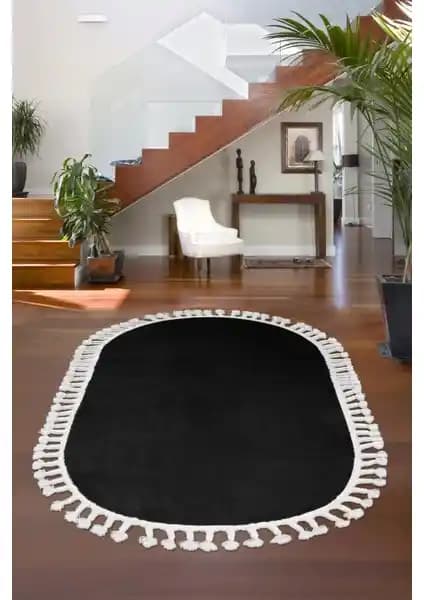 Dijidekor Siyah Oval Post Dokuma Halı Modern Tasarım ve Fonksiyonellik