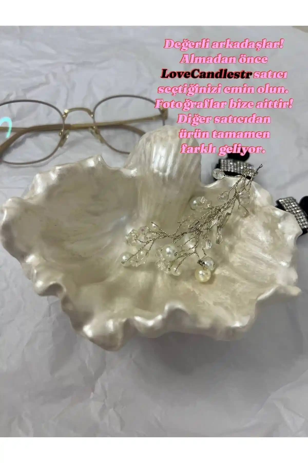 Doğa Temalı Beton Takı Tabağı İnci Görünümünde Şık Dekoratif Parça