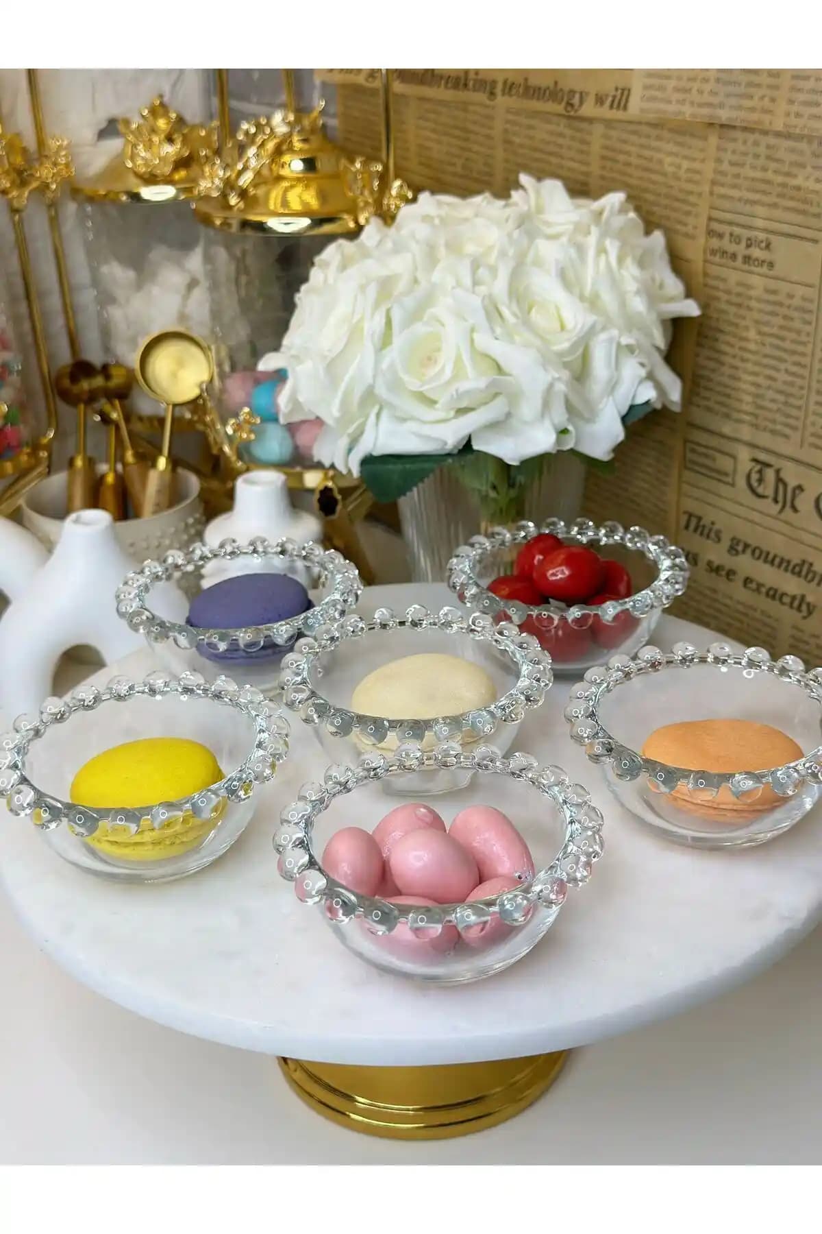 Dunyazuccaciye 6'lı Cam Boncuk Sosluk Reçellik Modern ve Şık Tasarım