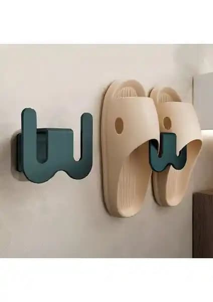 E-Tüccar Yapışkanlı Metal Yazlık Kapı Banyo Terlik Askısı Kurutma Rafı