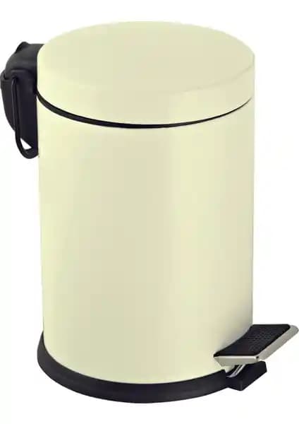 Eforeca Renkli Paslanmaz Pedallı Çöp Kovası Krem 5 Lt Modern ve Dayanıklı Tasarım