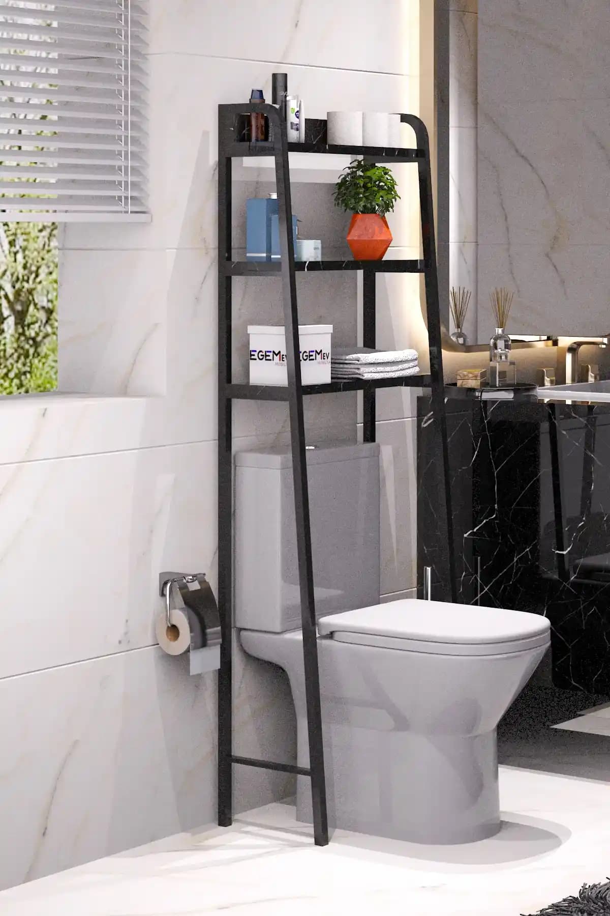 EGEMEV Wc Arkası Klozet Rafı Modern ve Fonksiyonel Banyo Düzenleyici Çözüm
