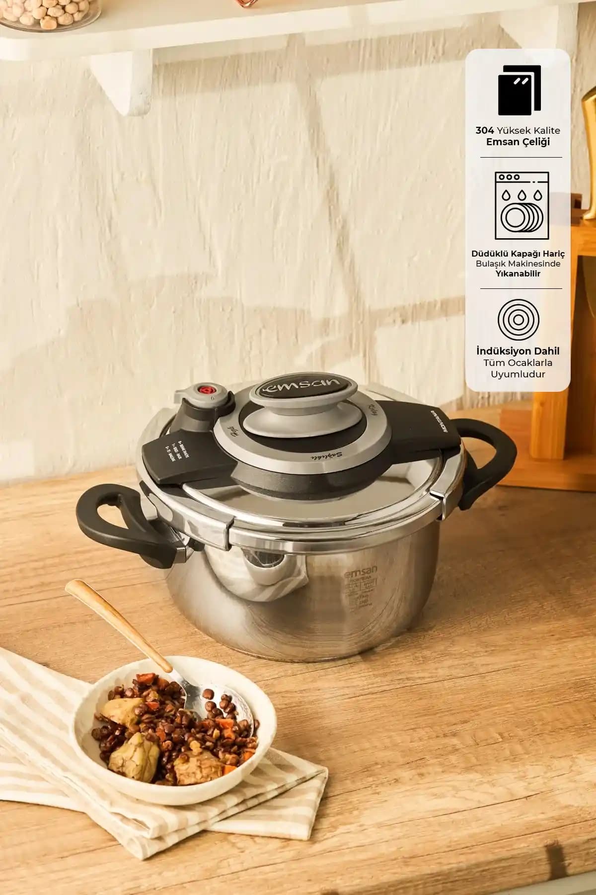Emsan Montana Siyah Gri Düdüklü Tencere: Dayanıklı ve Pratik Mutfak Gereci