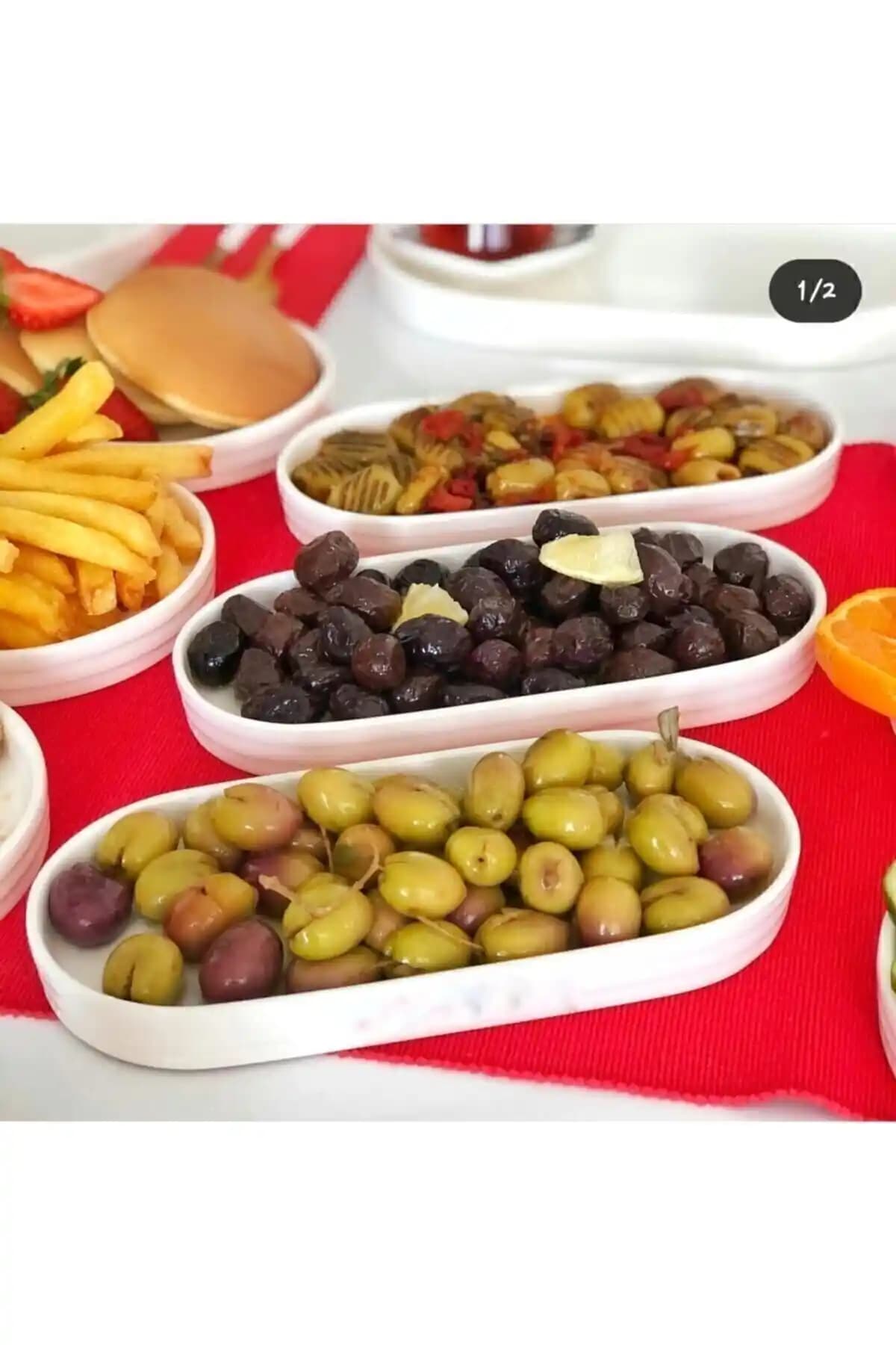 Genel Markalar 3'lü Seramik Oval Kahvaltılık Seti Modern ve Şık Masa Sunumları İçin