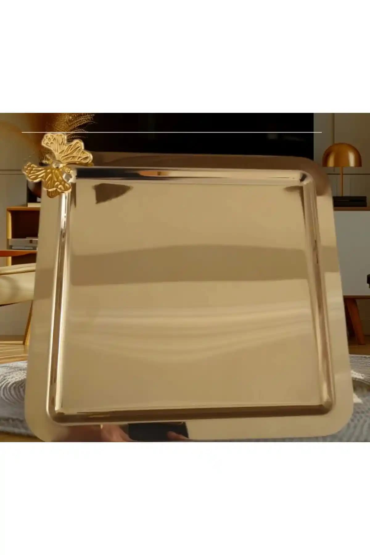 Genel Markalar 6'lı Lüx Kare Gold Kelebekli Titanyum Kaplama Servis Tepsisi Özellikleri ve Kullanım Alanları