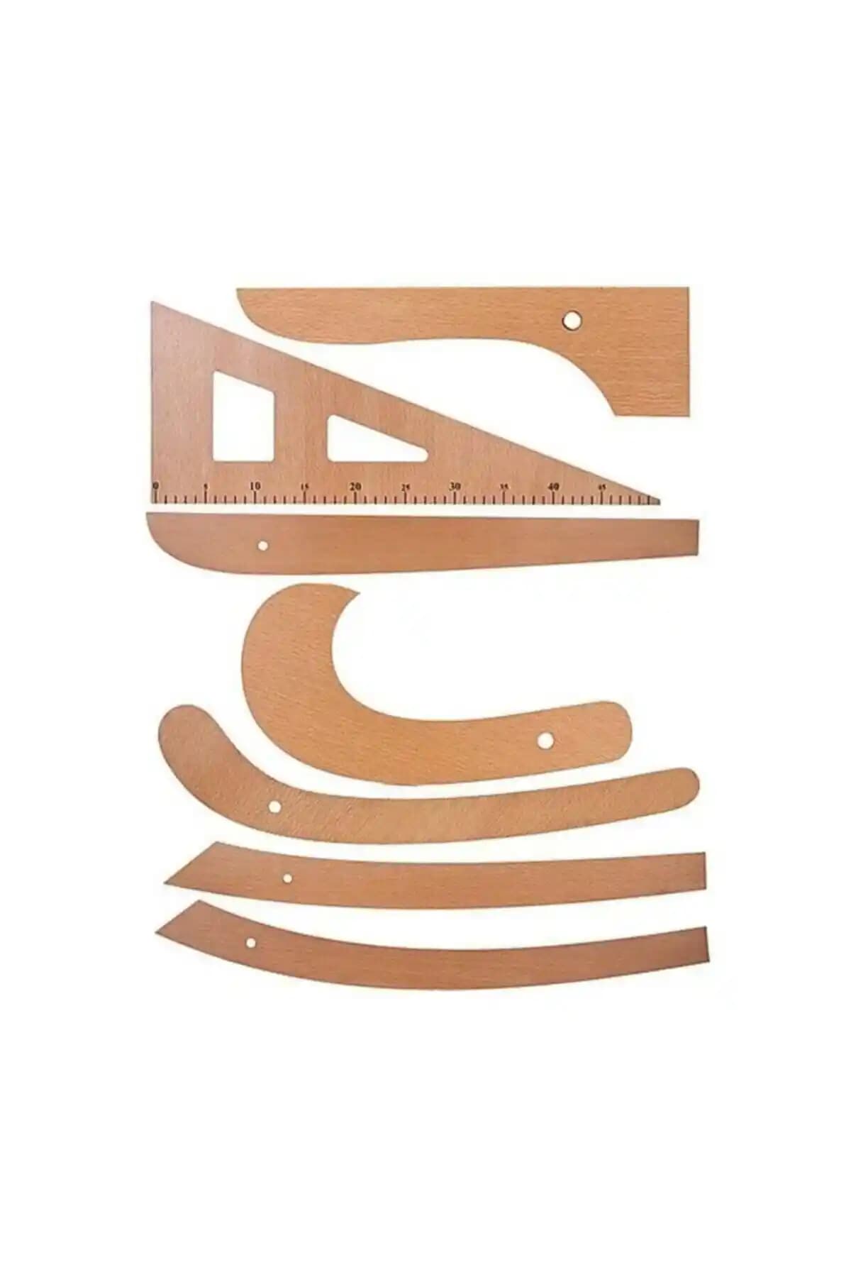 Genel Markalar 7 Parça Ahşap Riga Seti ve Modelist Gönyesi Profesyonel ve Amatör Kullanıcılar İçin Uygun