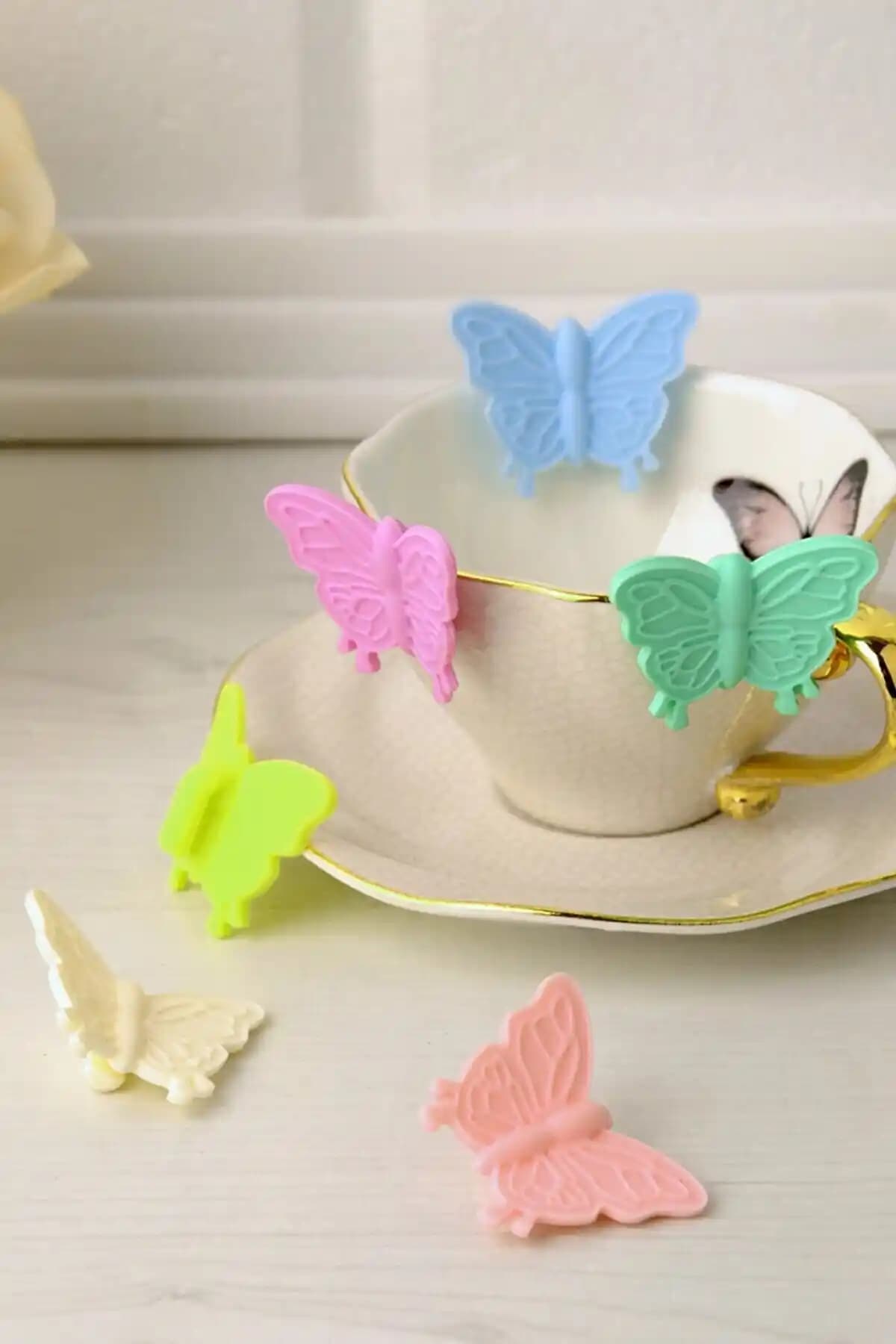 Genel Markalar Bardak Işaretleyici Ayırıcı Kelebek Seti Estetik ve Fonksiyonellik Sunan Pratik Ürün