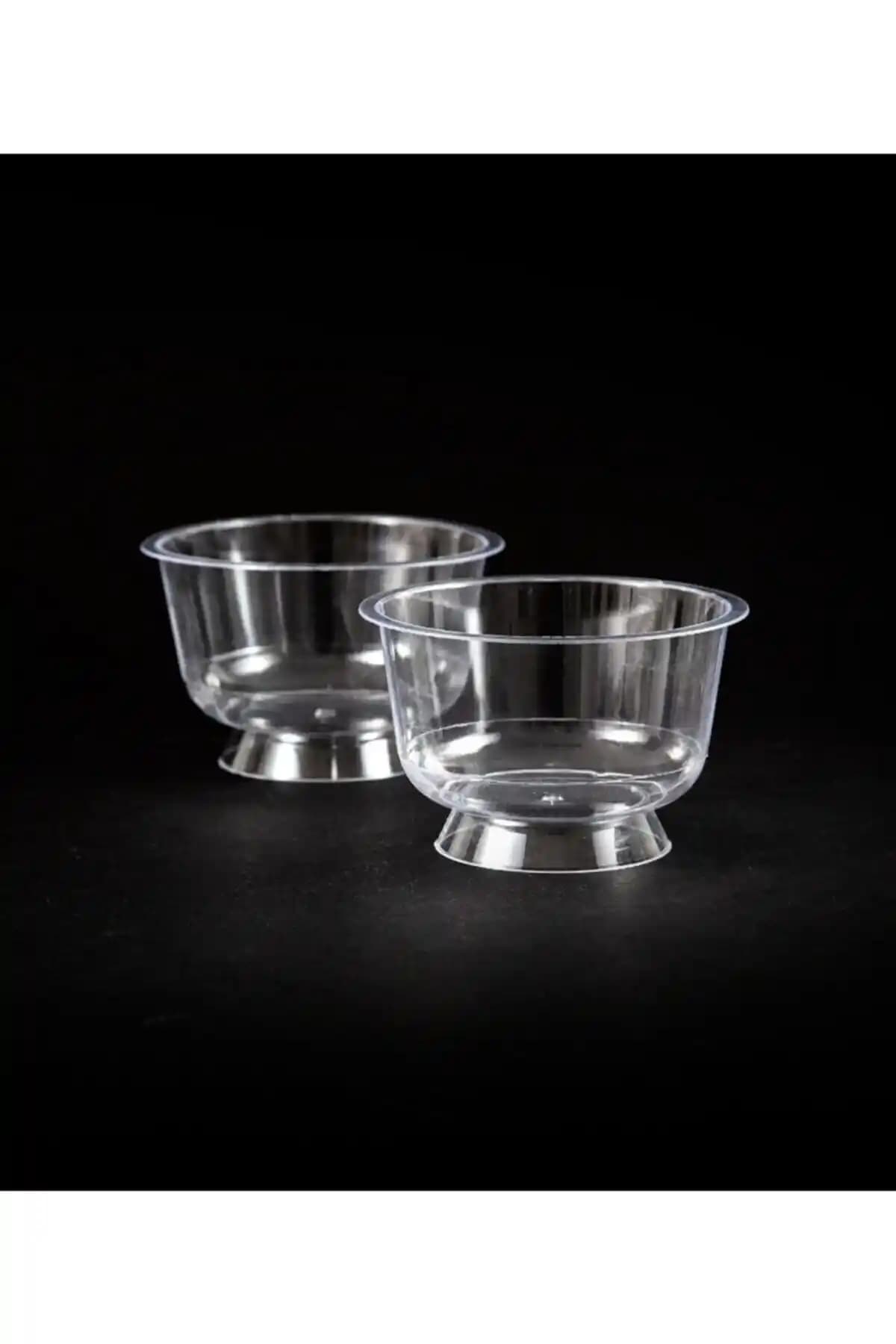 Genel Markalar Plastik Kristal Tatlı Kabı Ayaklı 180cc Şık ve Dayanıklı Saklama Çözümü