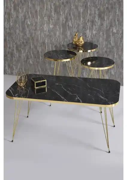 Gold Falez Zigon ve Orta Sehpa Kr Seti Modern ve Şık Dekorasyon Unsuru