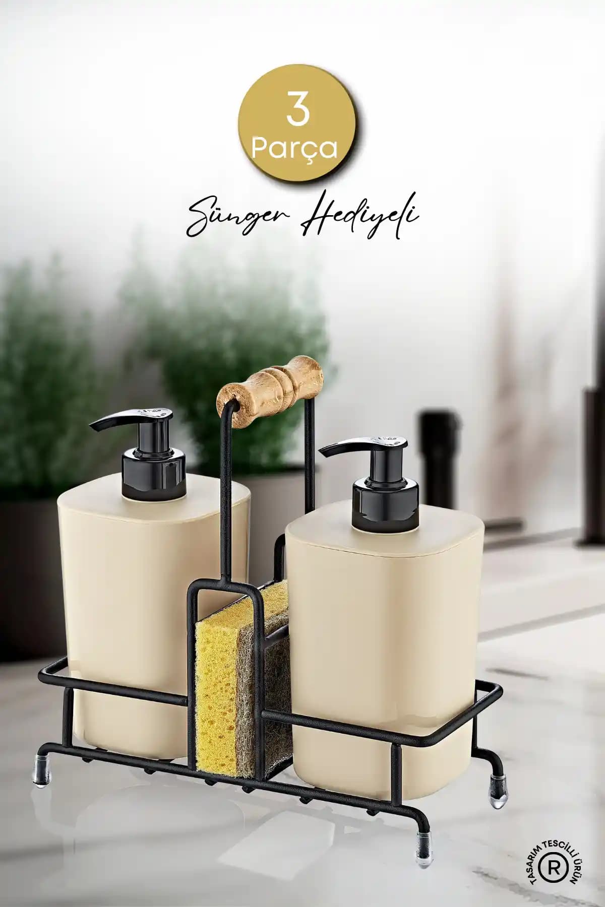 GRİMOR Life Metal Standlı Bej Begonya Mutfak Seti ile Şık ve Fonksiyonel Mutfak Dekorasyonu