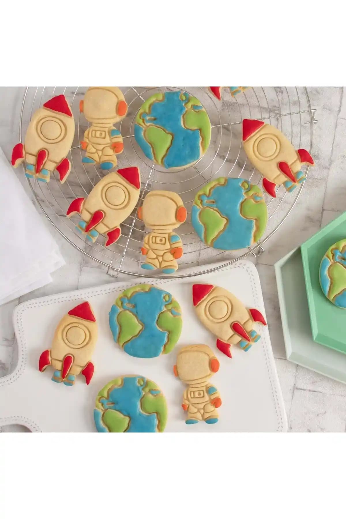 Hobist Dünya Astronot ve Uzay Roketi Kalıbı Seti Gıda Güvenli ve Yaratıcı Tasarım