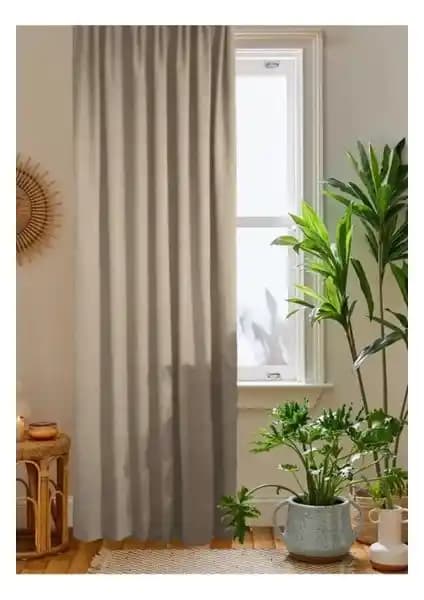 Home Color Bej Kadife Dokulu Fon Perde Modern İç Mekanlar İçin Şık ve Fonksiyonel Tasarım