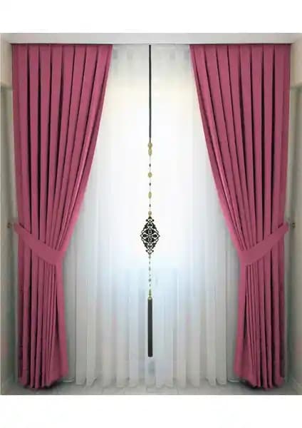 İ.D İpek Dokuma Gül Kurusu Pileli Kadifemsi Fon Perde Modern ve Şık Tasarımıyla Dekorasyonunuza Zarif Dokunuşlar Katar