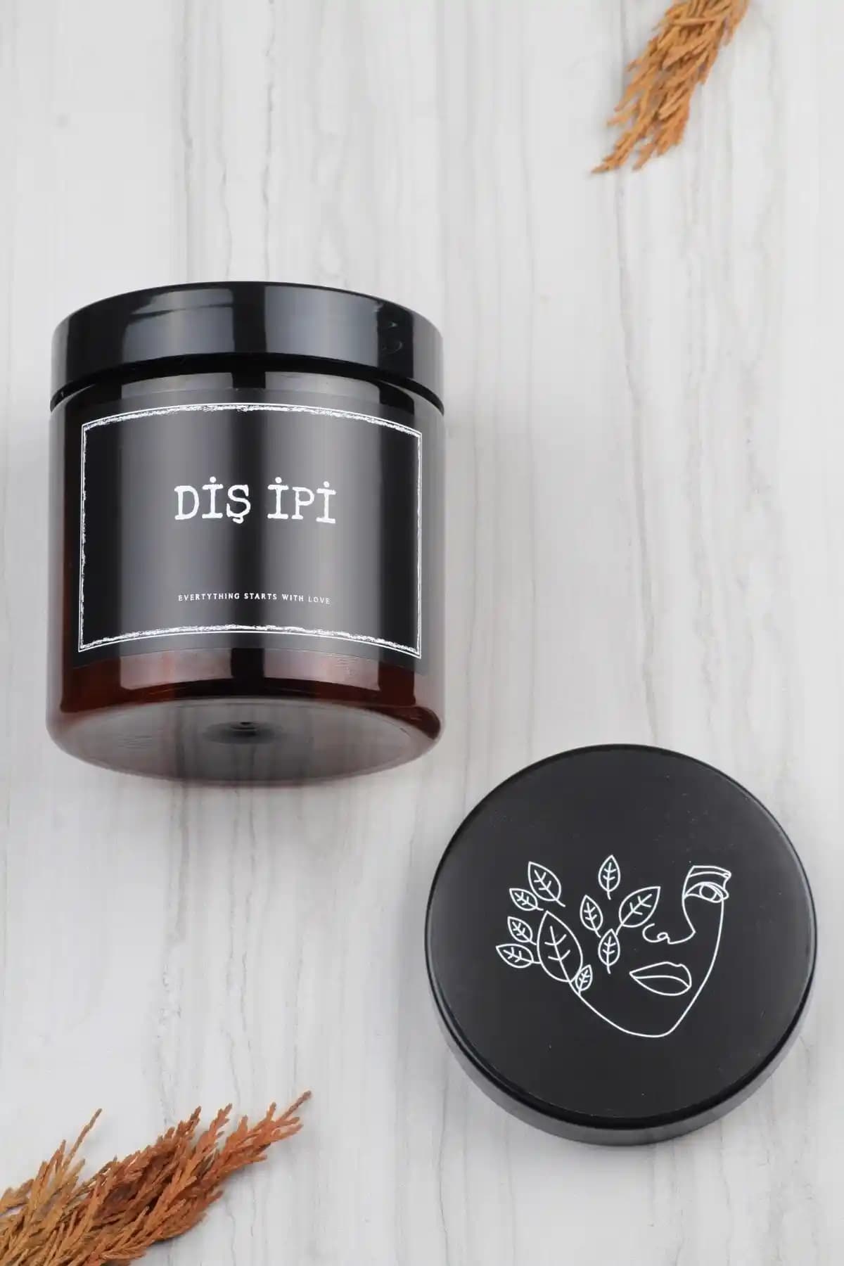 İncili Home Dekoratif Amber Renk Diş İpi Kutusu Şık ve Dayanıklı Banyo Organizeri