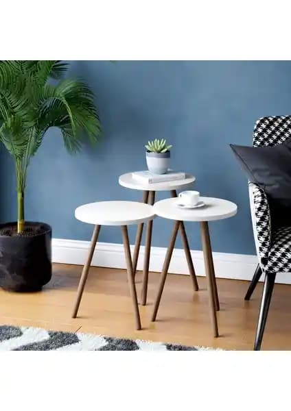 İntergo 3'lü Zigon Sehpa Ahşap Ayaklı Modern ve Şık Tasarım Özellikleri