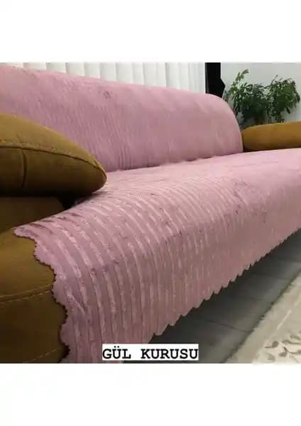 Kadife Bambu Çizgili Süngerli Kaymaz Çekyat Koltuk Örtüsü 170x210 cm şık ve konforlu tasarım