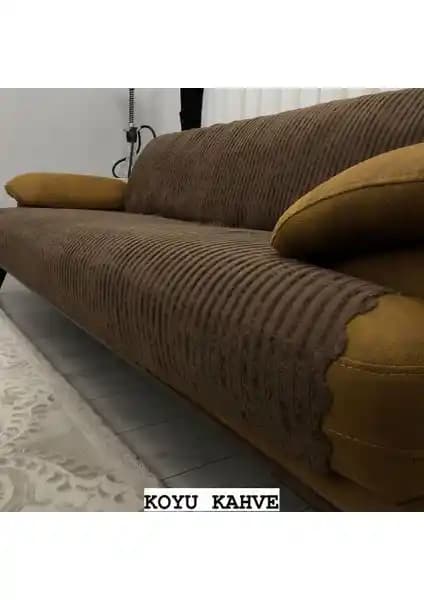 Kadife Bambu Çizgili Süngerli Kaymaz Çekyat Koltuk Örtüsü: Şık ve Konforlu Dekorasyon Çözümü