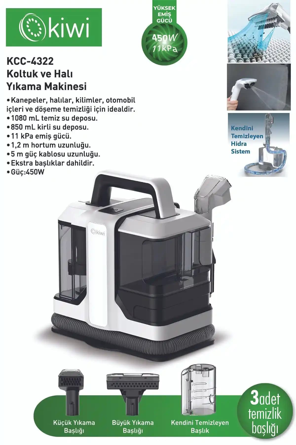 Kiwi Kcc-4322 Koltuk ve Halı Yıkama Makinesi: Güçlü Performans ve Kolay Kullanım Özellikleri