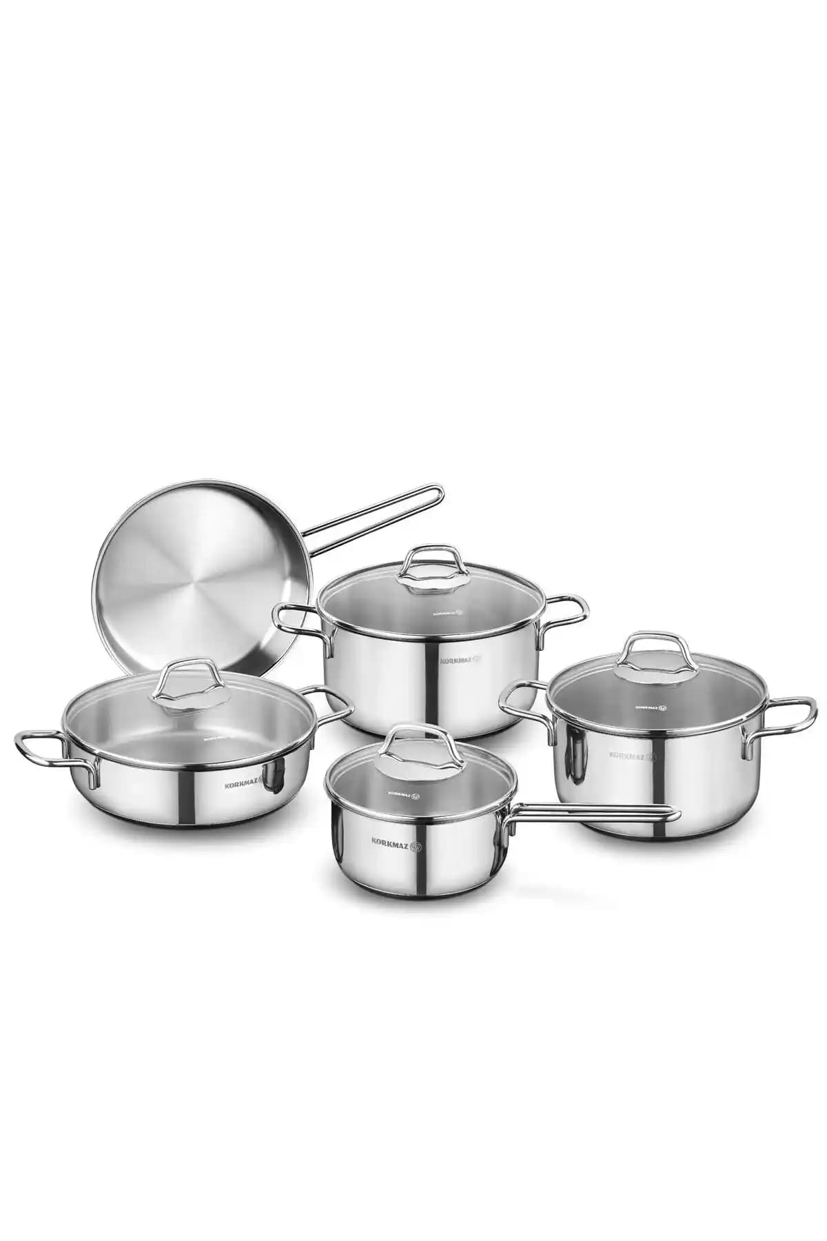 KORKMAZ A1609 Perla 9 Parça Tencere Seti: Dayanıklı ve Şık Mutfak Gereçleri