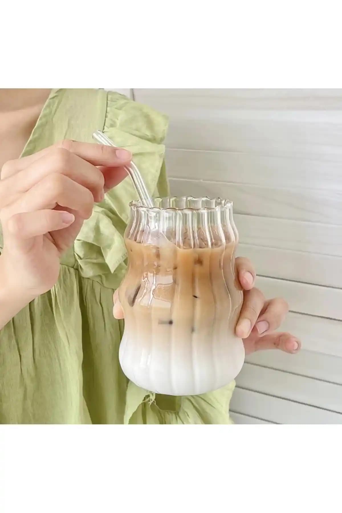 Küçük EW Borosilikat Katlı Uzun Burgu Şekilli Bardak: Estetik ve Dayanıklı Tasarım