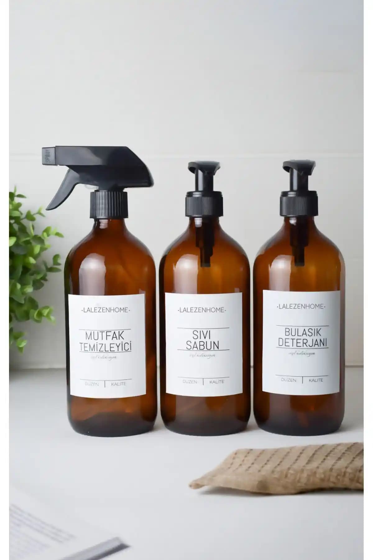 LALEZEN HOME 3'lü Amber Cam Şişe Seti Estetik ve Fonksiyonellik Bir Arada