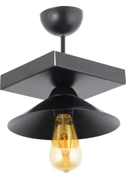 Lambadar Retro Rustik Metal Tekli Siyah Profonyer Avize Modern ve Vintage Tarzın Şık Buluşması