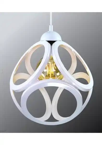 Lambadar Tekli Beyaz Yuvarlak Model Sarkıt Avize Modern İç Mekan Aydınlatması