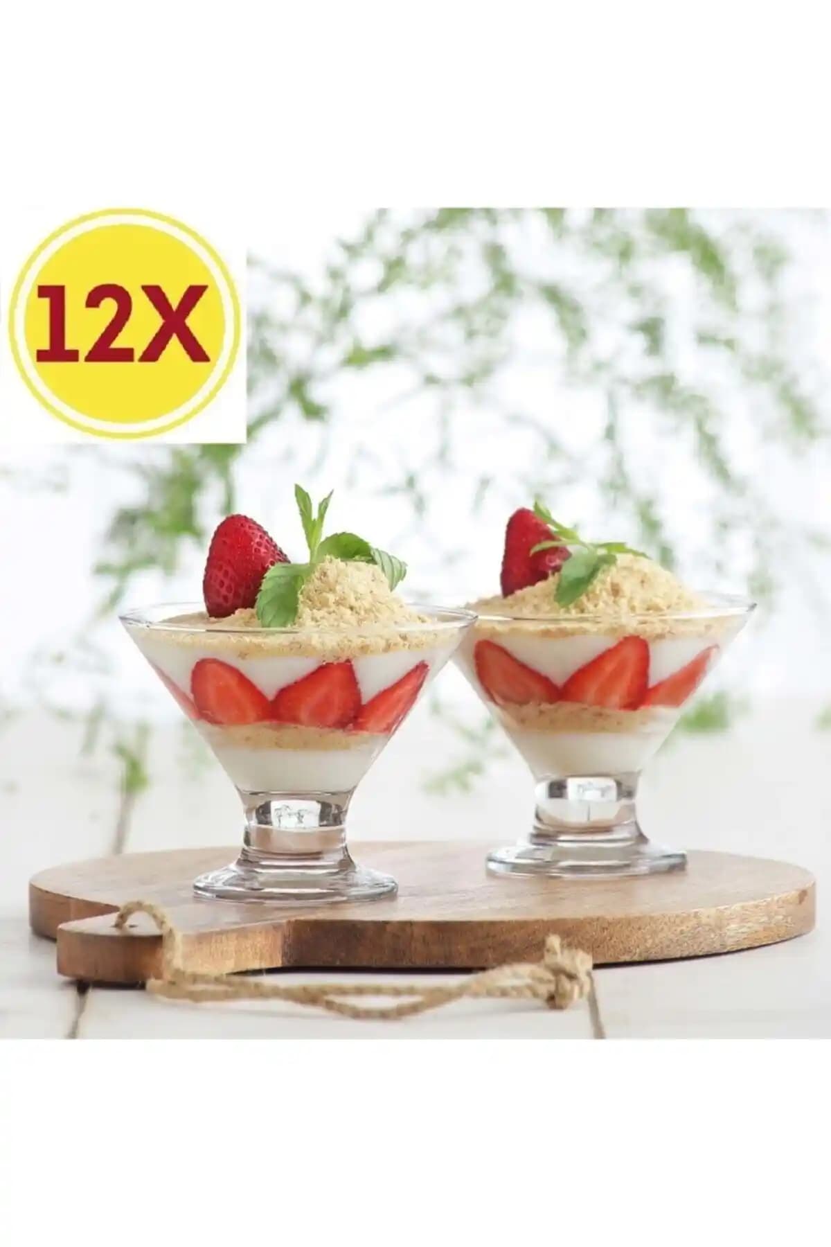 LAV Cre367 Cam Ayaklı Dondurmalık Seti 165 cc, Şık ve Dayanıklı Tatlı Sunumları İçin