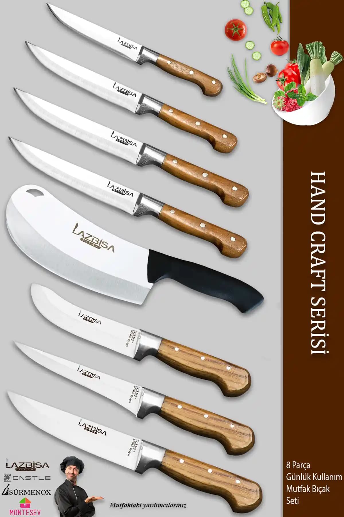 LAZBİSA Hand Craft Pro Serisi Mutfak Bıçak Seti Profesyonel ve Estetik Tasarım