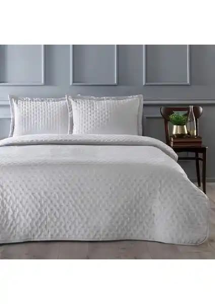 Linens Gardenia Çift Kişilik Modern Yatak Örtüsü Seti Taş Rengi Şık Dekorasyon