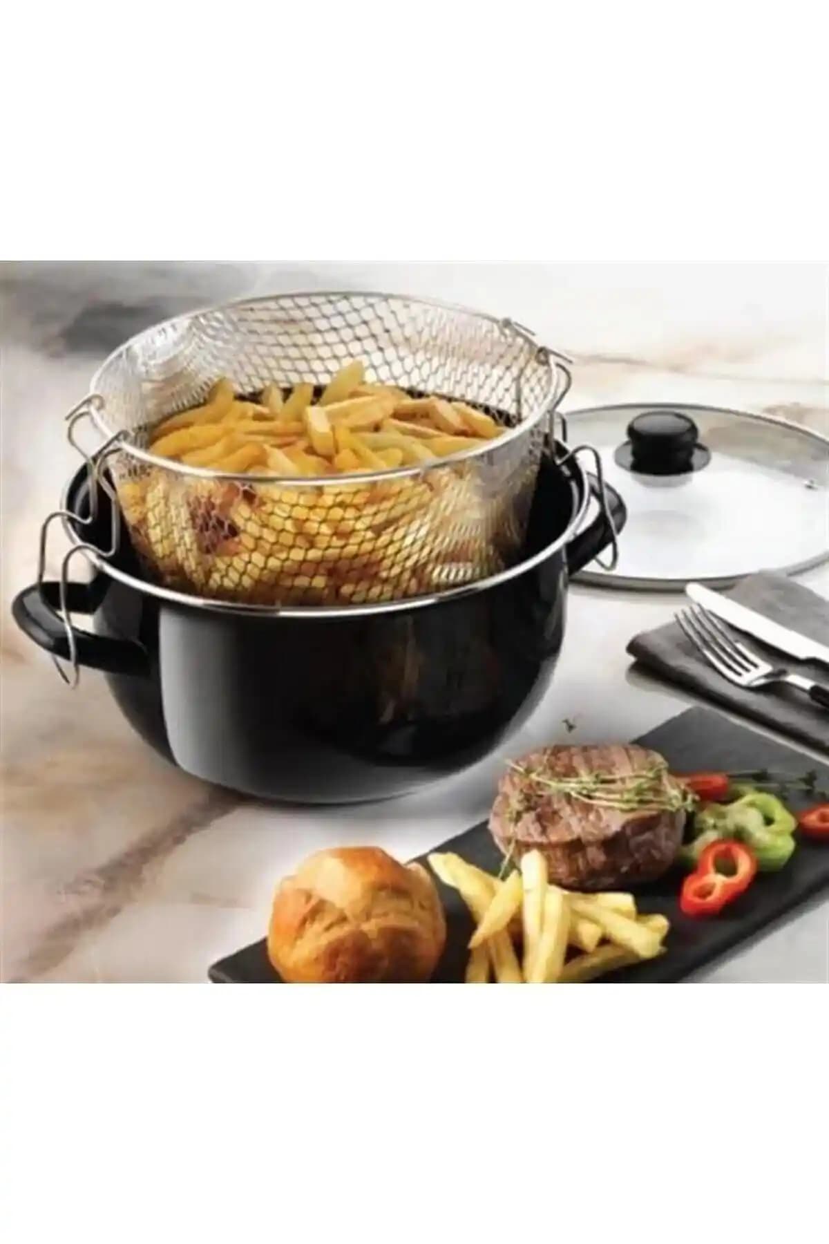 Mabeyn Emaye Cam Kapaklı Patates Biber Kabak Sosis Kızartma Tenceresi Özellikleri ve Kullanım Avantajları