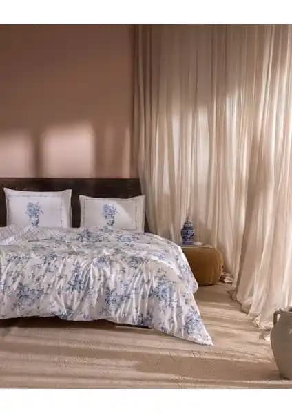 Madame Coco Chapele Tek Kişilik Pamuk Nevresim Takımı Mavi Renkli ve Şık Tasarım