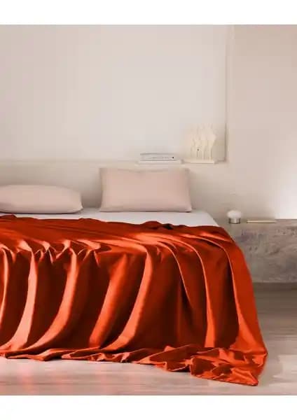 Madame Coco Ciel Çift Kişilik %100 Pamuk Saten Turuncu Nevresim Takımı