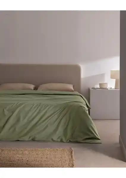 Madame Coco Manon King Size Pamuk Ranforce Düz Haki Nevresim Yatak Odası Şıklığı ve Konforu İçin