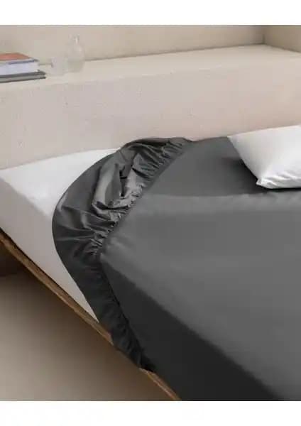 Madame Coco Manon King Size Plus %100 Pamuk Ranforce Lastikli Çarşaf Antrasit