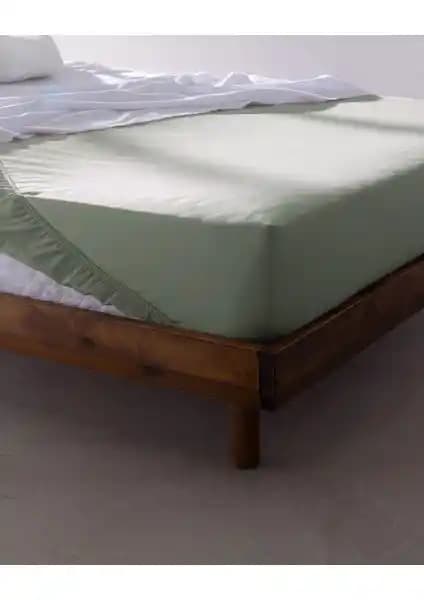 Madame Coco Manon Tek Kişilik Lastikli Çarşaf Yeşil Renkli Pamuklu Yatak Örtüsü