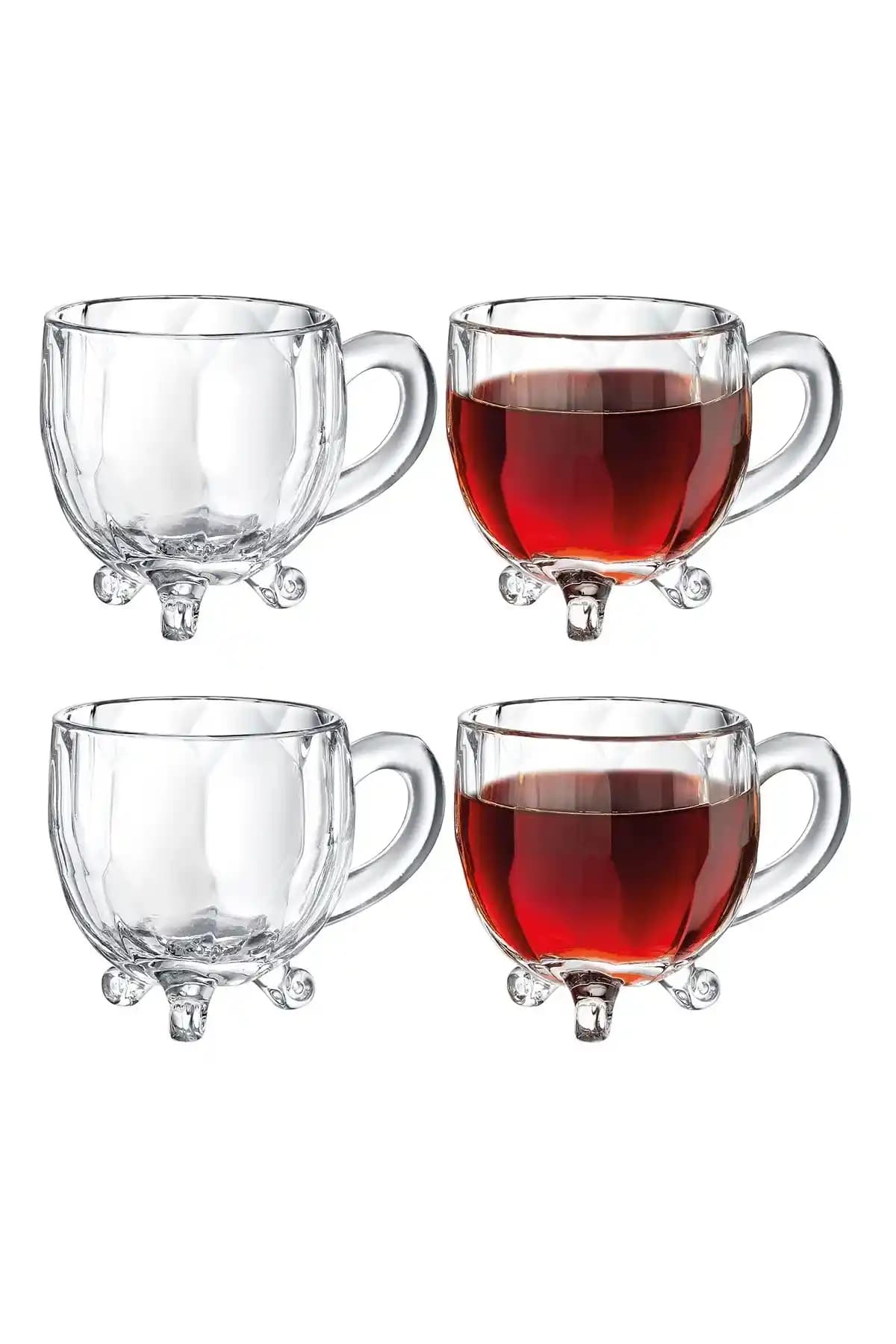 Madame Coco Priour 4'lü Cam Çay Fincanı Seti Şık ve Fonksiyonel Tasarım