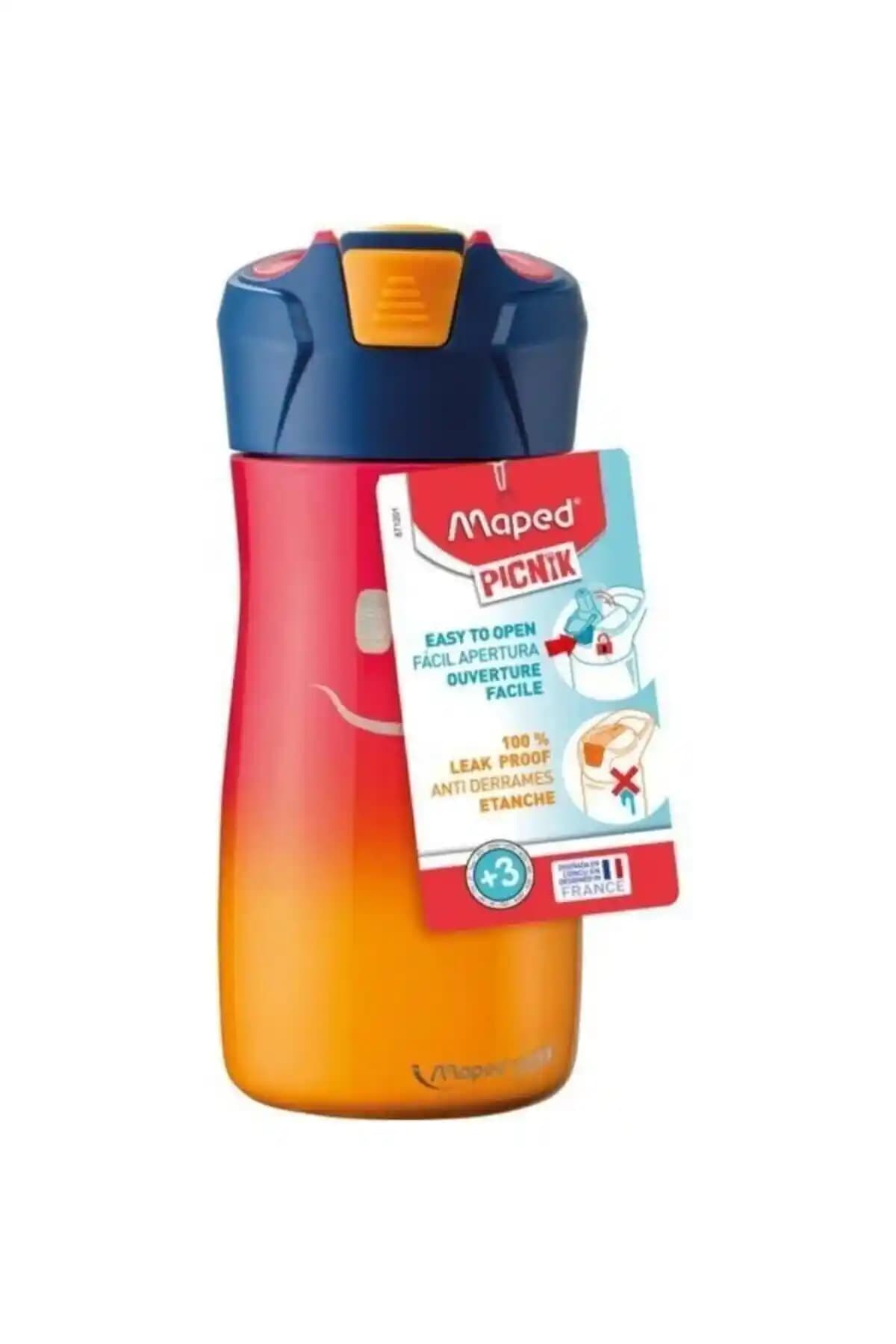 Maped Picnik 430ml Çelik Matara Gülen Yüz Figürlü Pembe Çocuklar İçin Dayanıklı ve Şık Tasarım