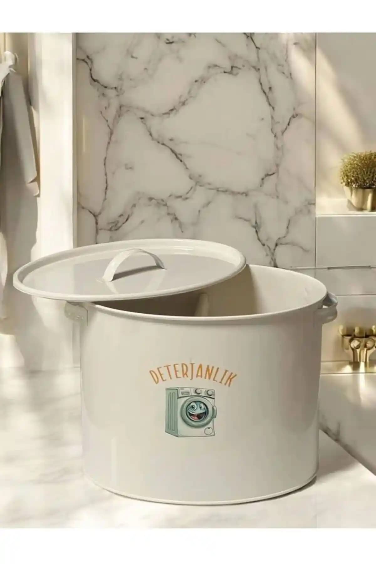 Metalshop Metal Bölmeli Metal Kapaklı Deterjanlık Dayanıklı ve Şık Tasarım