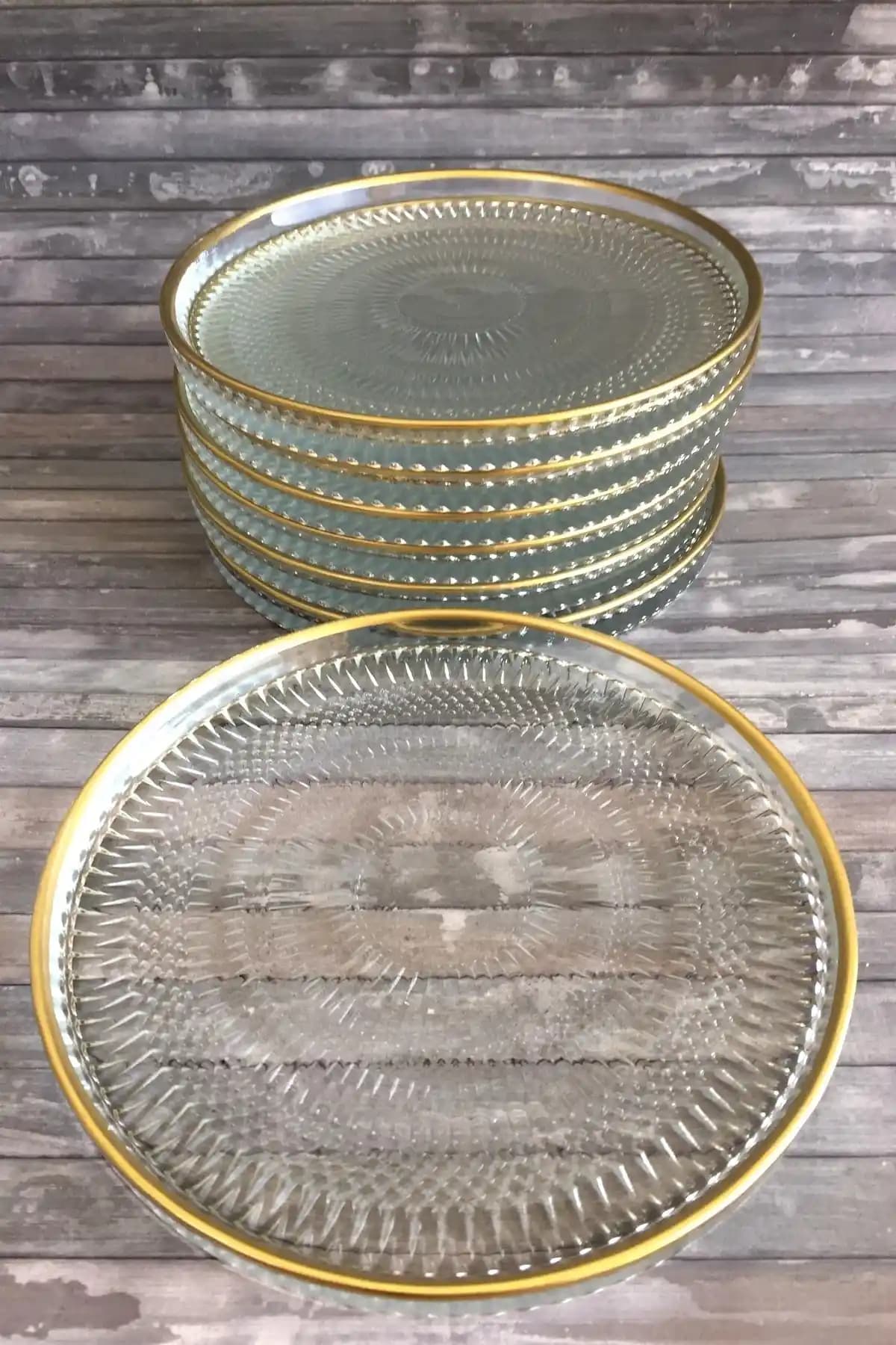 METROPOLAVM Altın Yalnızlık Kristal Cam Tabak Seti Şık ve Dayanıklı Sunum Tabağı