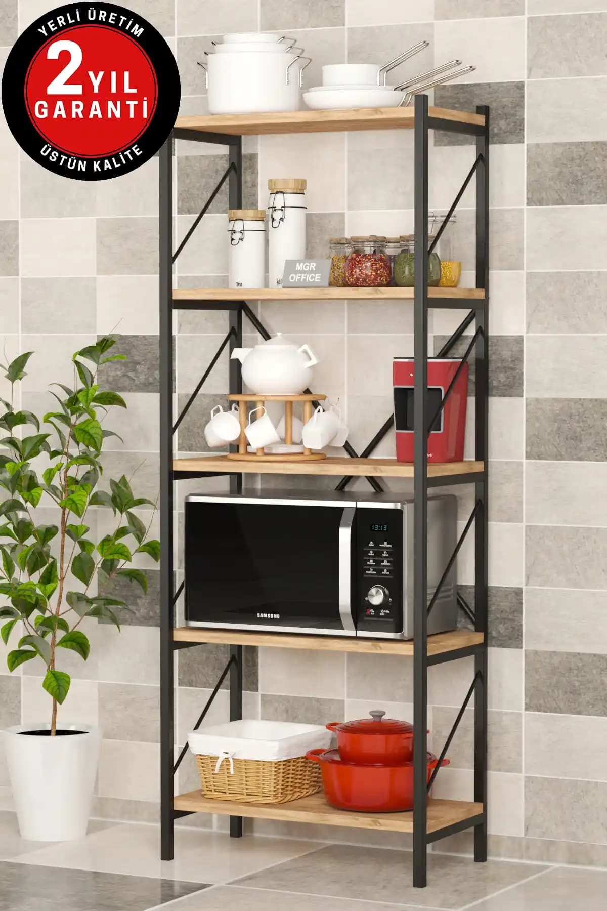 Mgr Office 5 Raflı Metal Mutfak Düzenleyici Raf: Dayanıklı ve Estetik Depolama Çözümü