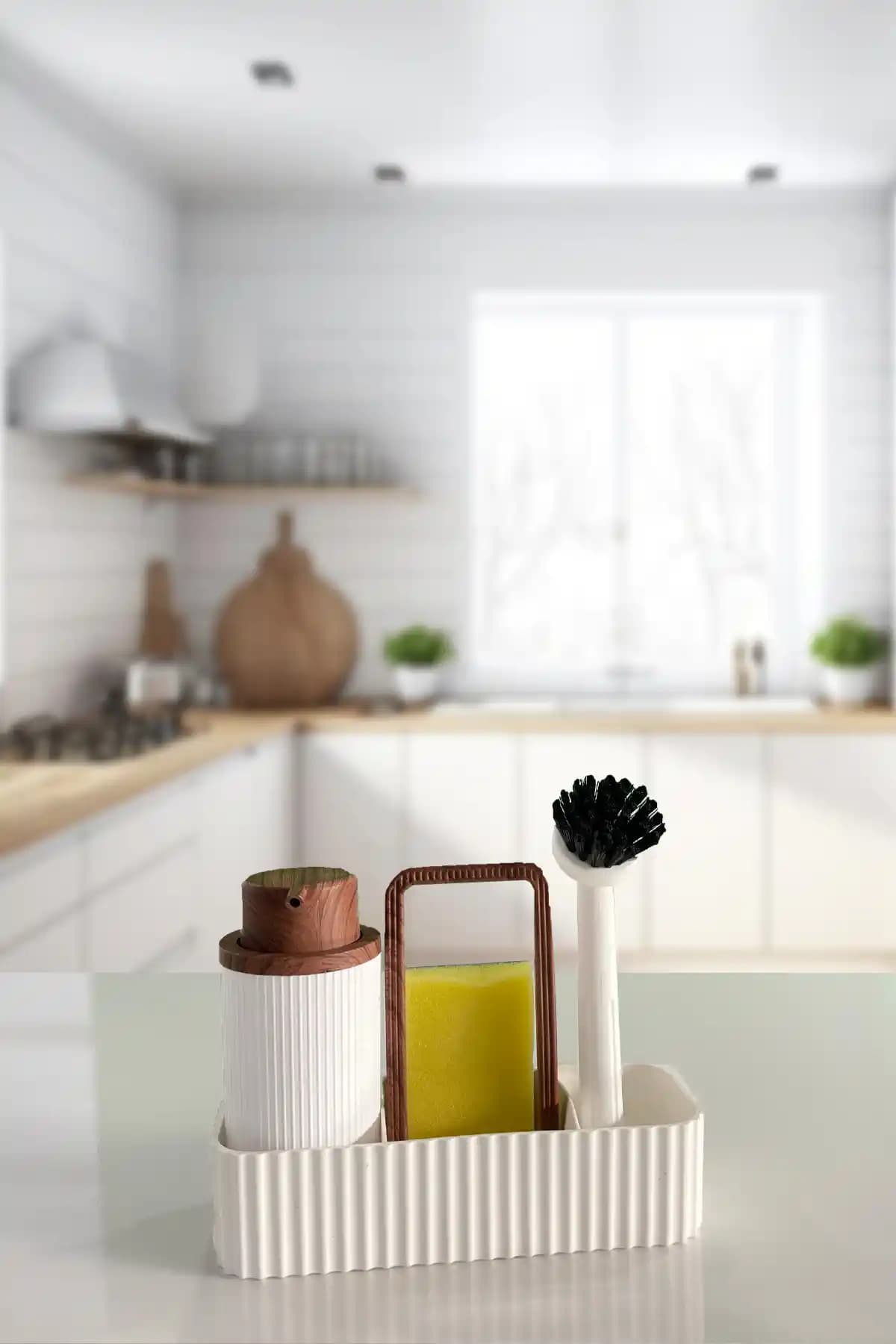 Milena Beyaz Ahşap Kapaklı Fırçalı Mutfak Seti: Modern ve Dayanıklı Tasarım Çözümü
