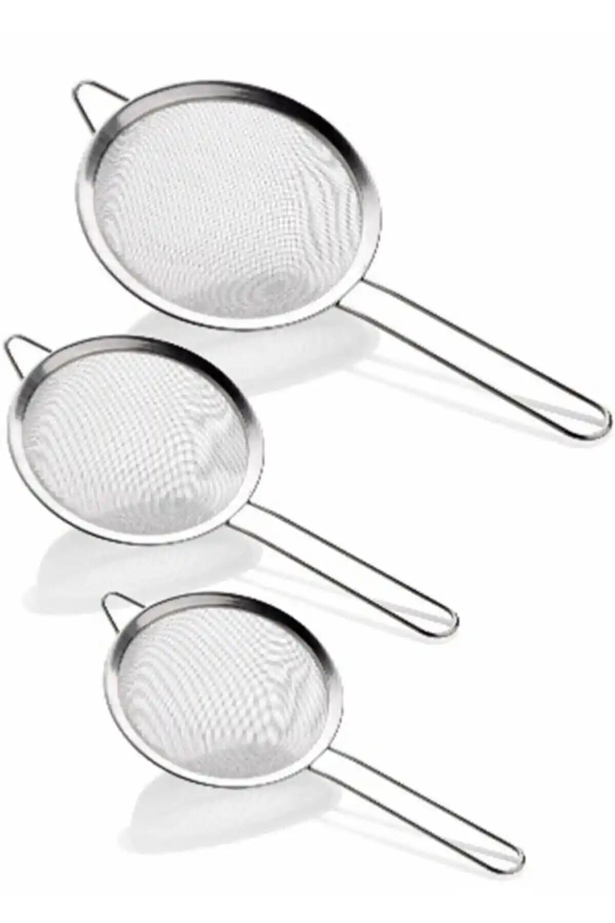 MİMOZA PARK 3'lü Paslanmaz Tel Süzgeç Seti: Dayanıklı ve Çok Yönlü Mutfak Gereçleri